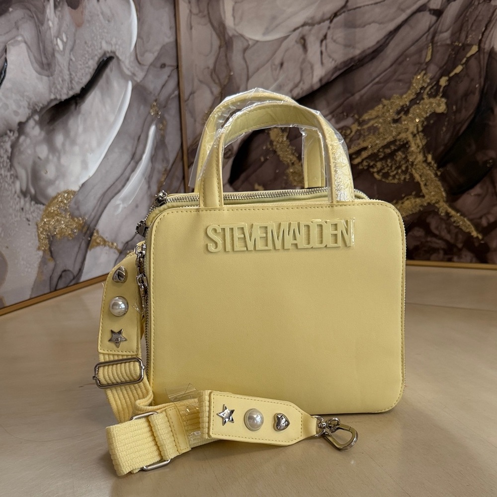 Steve Madden Yellow Crossbody Bag with Embellished Strap